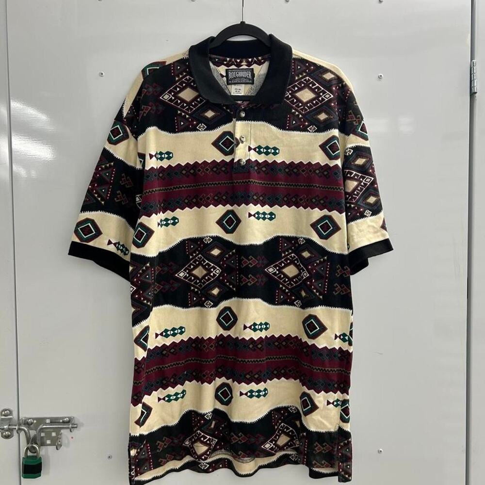 VTG 90s Rough Rider Aztec Style Polo Shirt